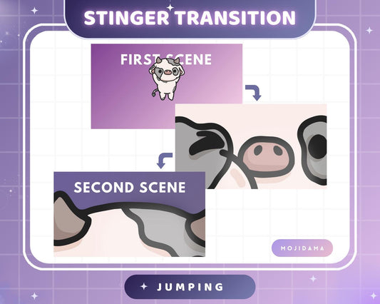 Cow Jumping Twitch Transition Stinger Animation Obs Streamlabs Cute Jump Gaming Switch Change Scene Screen Funny Kawaii Vtuber Kick Youtube