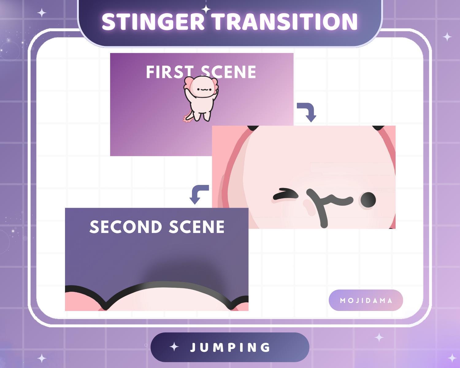 Axolotl Twitch Stinger Transition Jumping Animation Obs Streamlabs Cute Gaming Switch Change Scene Screen Funny Kawaii Vtuber Kick Youtube