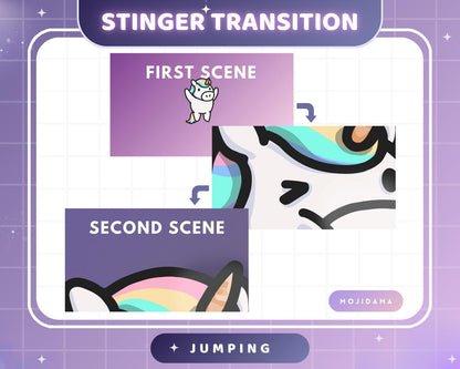 Unicorn Twitch Stinger Transition Jumping Animation Cute Gaming Switch Change Scene Screen Funny Kawaii Vtuber Kick Youtube Obs Streamlabs