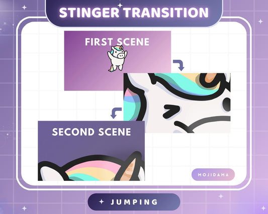 Unicorn Twitch Stinger Transition Jumping Animation Cute Gaming Switch Change Scene Screen Funny Kawaii Vtuber Kick Youtube Obs Streamlabs