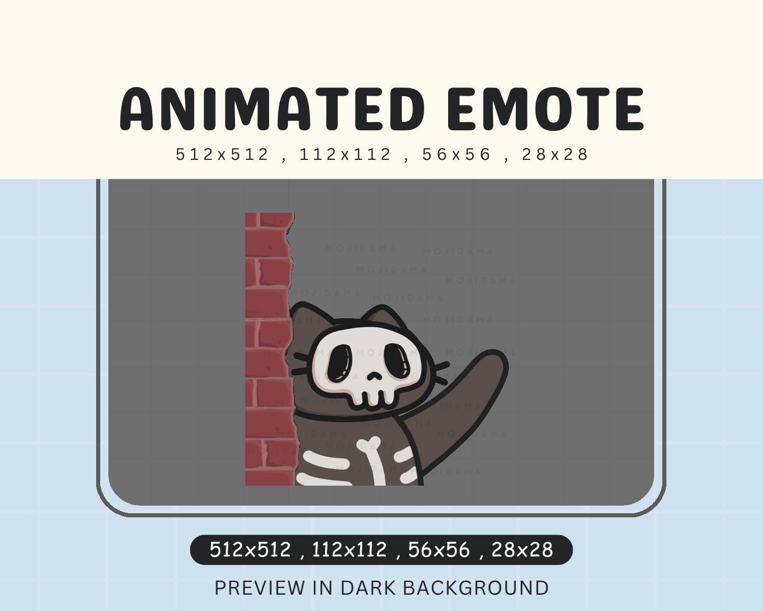 Skull Cat Halloween Lurk Animated Emote: Spooky Twitch/Discord/YouTube Stream (Digital Download)