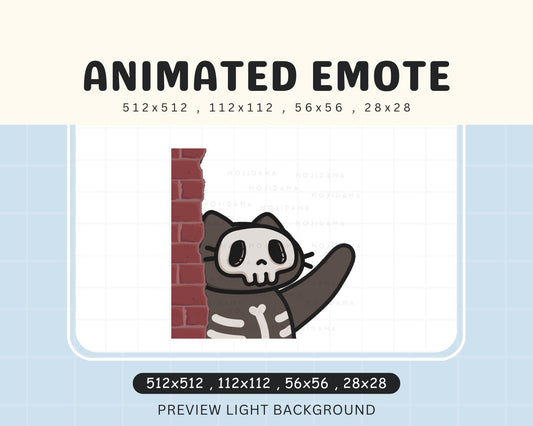Skull Cat Halloween Lurk Animated Emote: Spooky Twitch/Discord/YouTube Stream (Digital Download)
