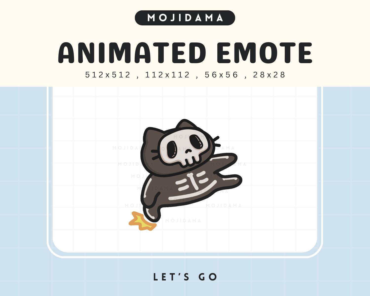 Skull Cat Halloween Animated Emote: Spooky Twitch, Discord, YouTube