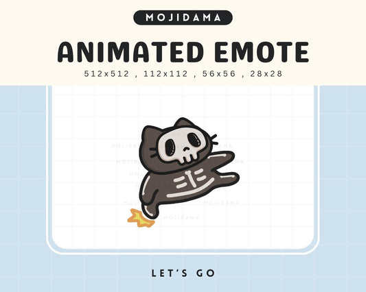 Skull Cat Halloween Animated Emote: Spooky Twitch, Discord, YouTube