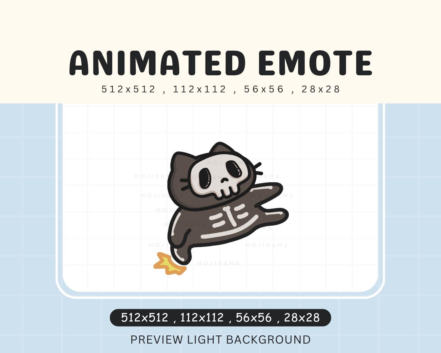 Skull Cat Halloween Animated Emote: Spooky Twitch, Discord, YouTube