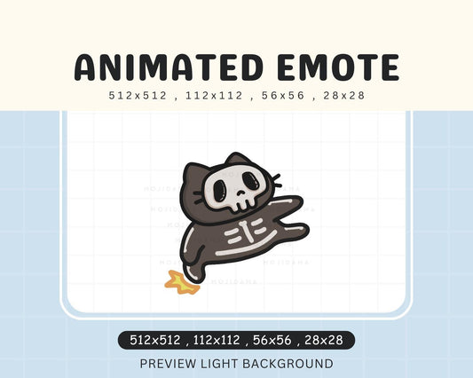 Skull Cat Halloween Animated Emote: Spooky Twitch, Discord, YouTube