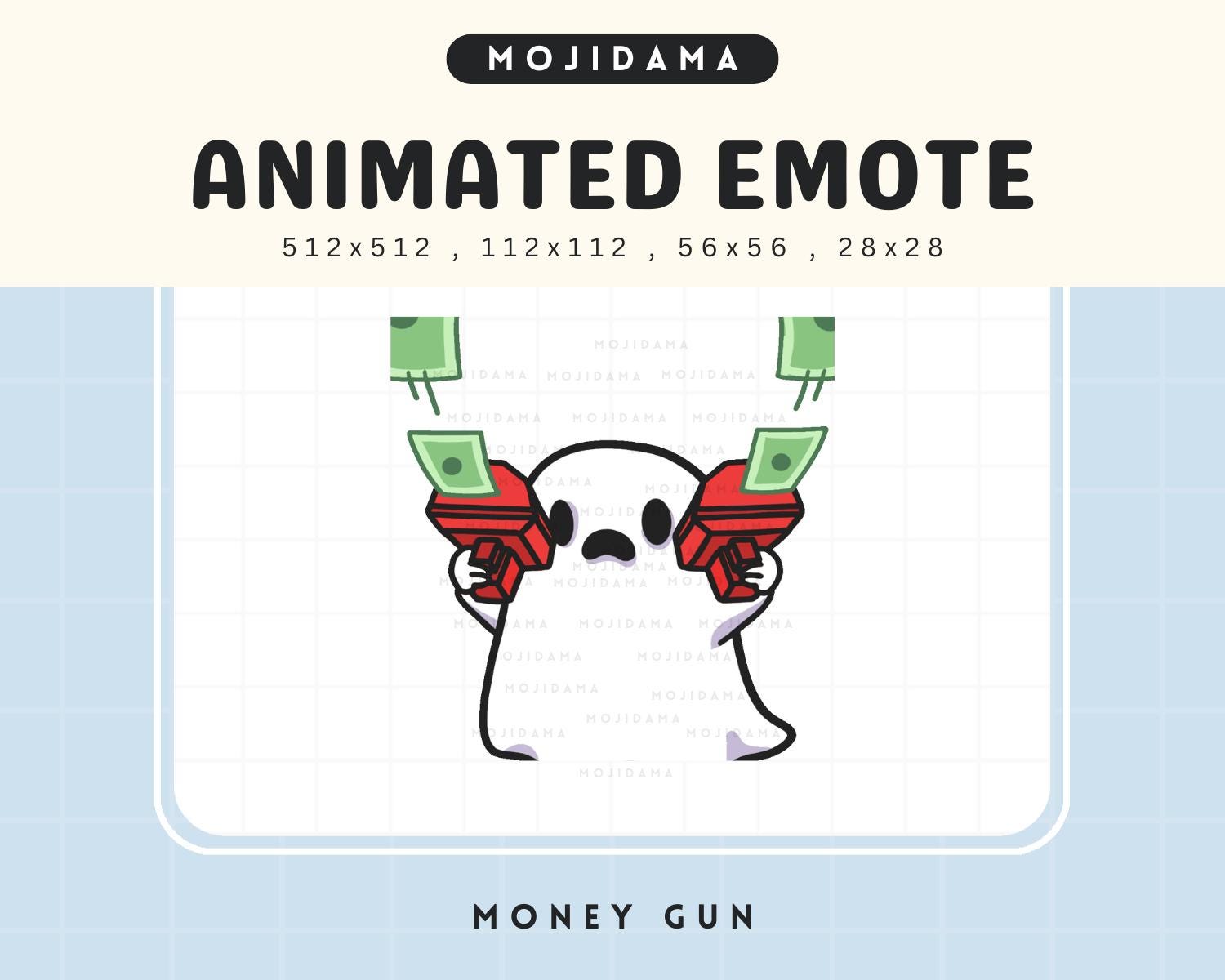 Animated Ghost Money Emote: Spooky Chibi Twitch/Discord Stream (Digital Download)