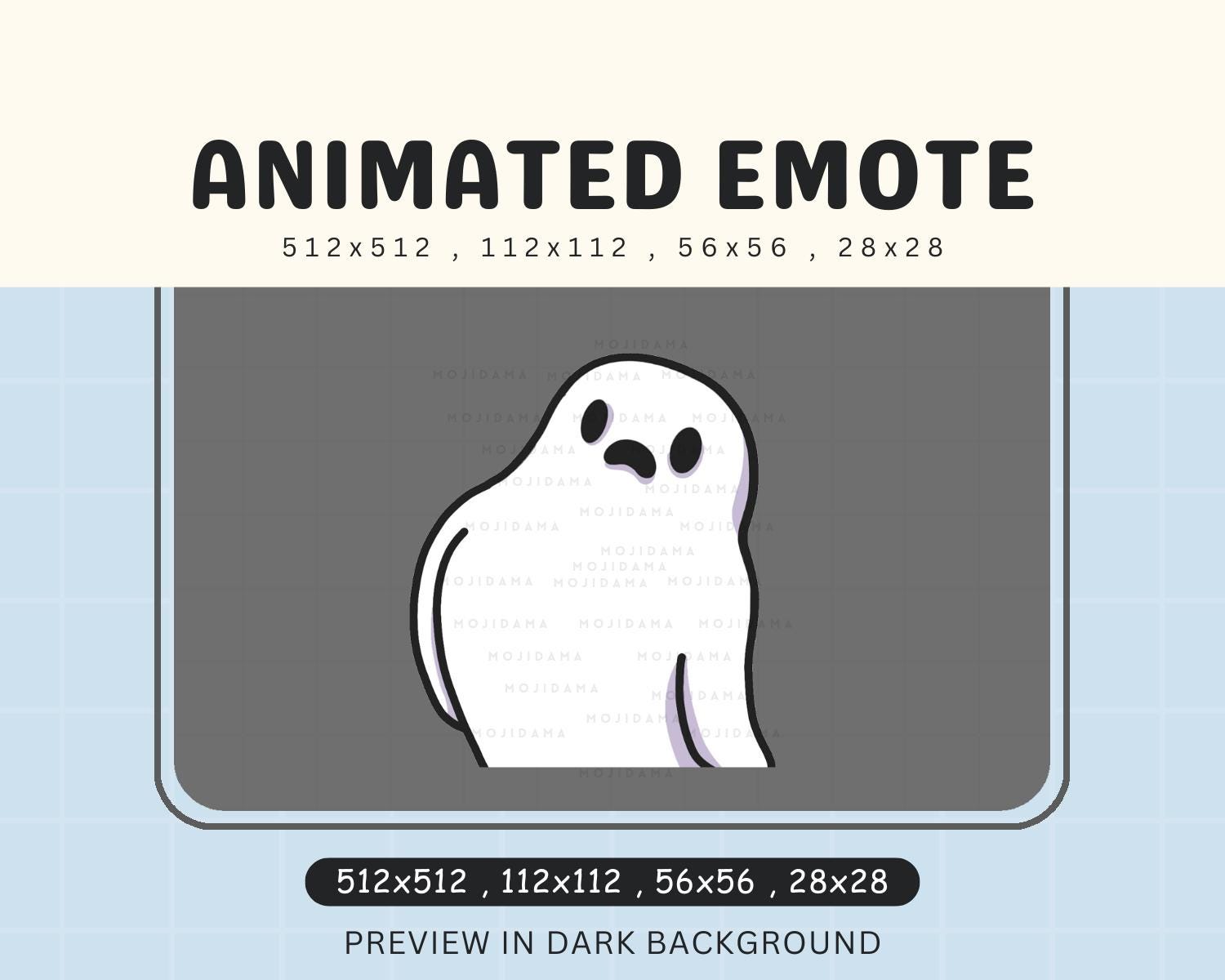 Animated Wiggle Ghost Halloween Emote: Spooky Chibi Twitch/Discord/Kick (Digital Download)