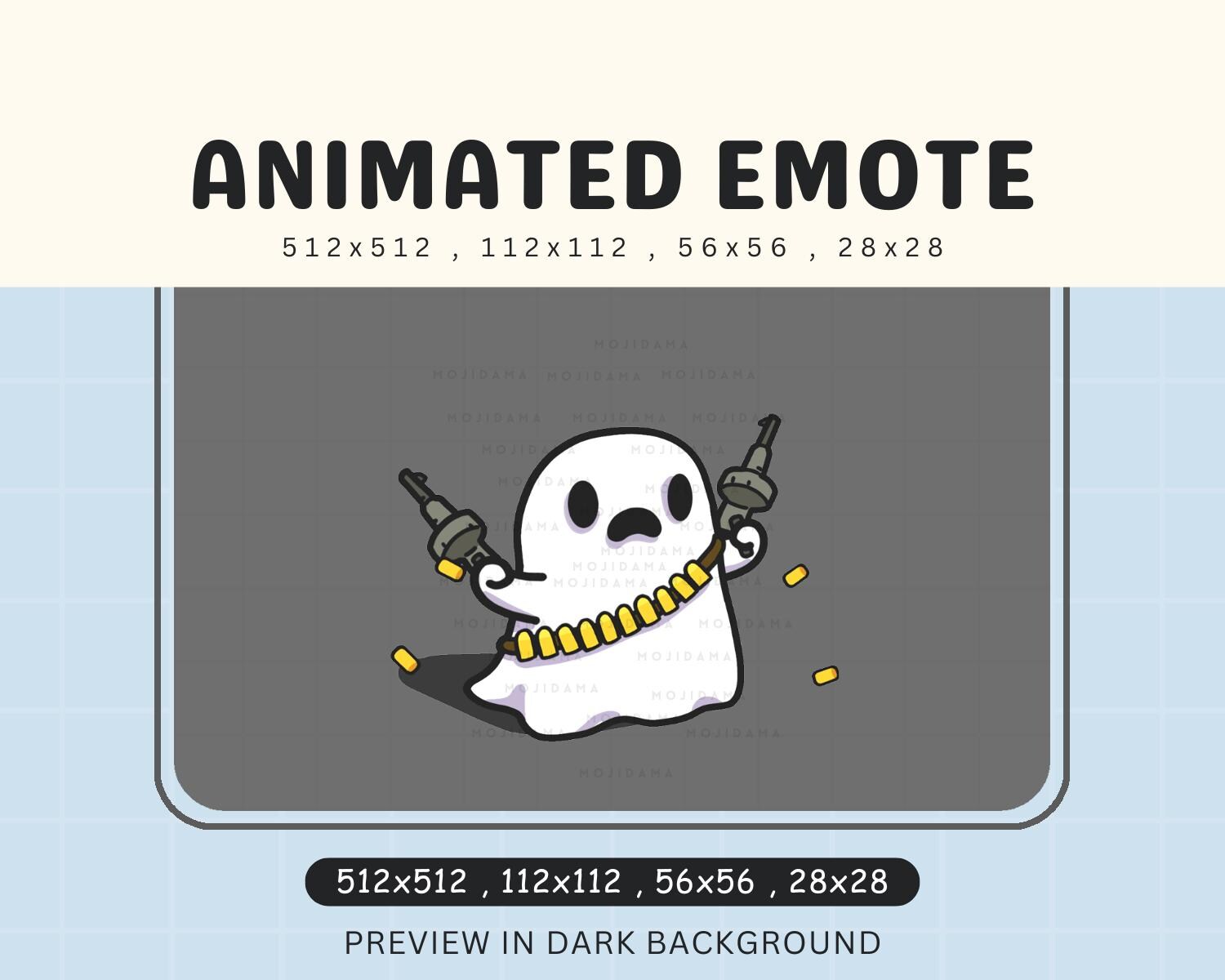 Ghost Halloween Emotes: Animated Spooky Shooting Funny Headshot Chibi Pack for Twitch Vtuber Discord YouTube Kick
