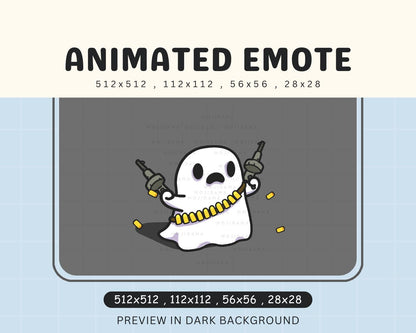 Ghost Halloween Emotes: Animated Spooky Shooting Funny Headshot Chibi Pack for Twitch Vtuber Discord YouTube Kick