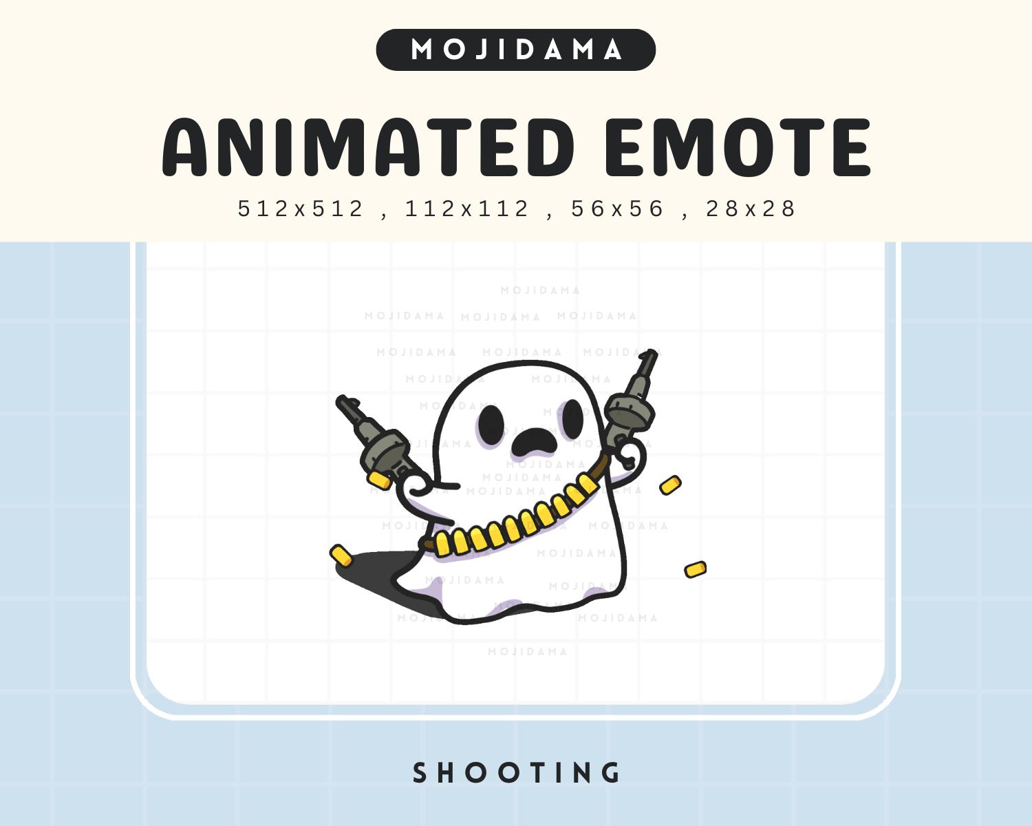 Ghost Halloween Emotes: Animated Spooky Shooting Funny Headshot Chibi Pack for Twitch Vtuber Discord YouTube Kick