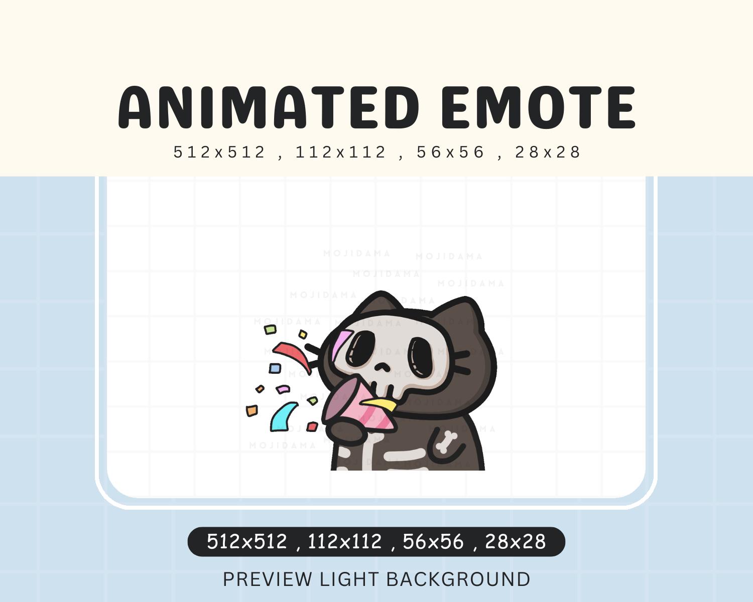 Animated Skull Cat Congrats Emote: Halloween Twitch, Discord, YouTube (Digital Download)