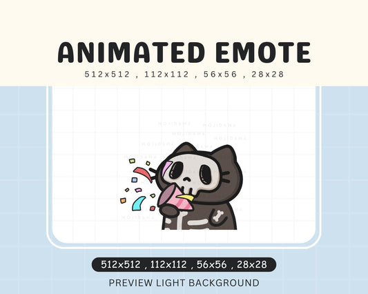 Animated Skull Cat Congrats Emote: Halloween Twitch, Discord, YouTube (Digital Download)