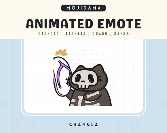 Skull Cat Halloween Chancla Animated Emote: Spooky Twitch/Discord Stream (Digital Download)