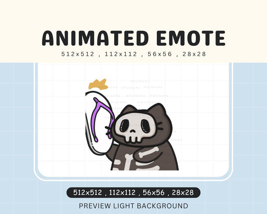 Skull Cat Halloween Chancla Animated Emote: Spooky Twitch/Discord Stream (Digital Download)