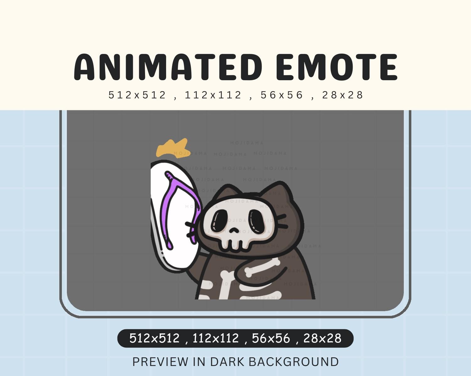 Skull Cat Halloween Chancla Animated Emote: Spooky Twitch/Discord Stream (Digital Download)