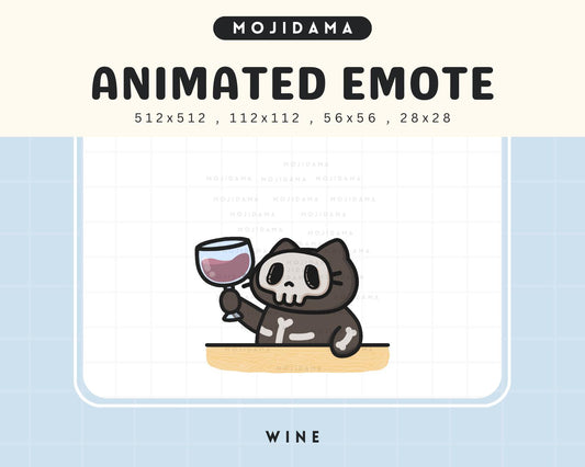 Skull Cat Halloween Wine Animated Emote: Spooky Twitch/Discord Stream Emoji (Digital Download)