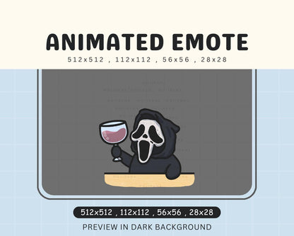 Animated Ghost Wine Emote: Halloween Cheers for Twitch, Discord, YouTube (Digital Download)