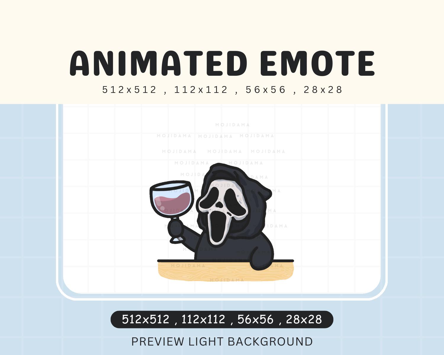 Animated Ghost Wine Emote: Halloween Cheers for Twitch, Discord, YouTube (Digital Download)