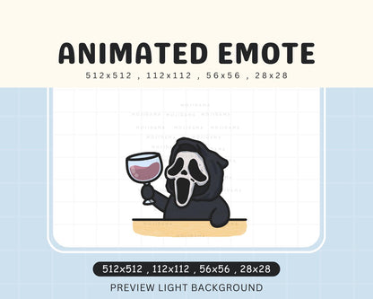 Animated Ghost Wine Emote: Halloween Cheers for Twitch, Discord, YouTube (Digital Download)