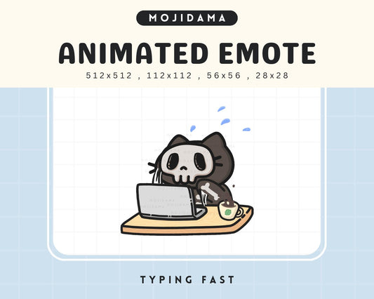 Halloween Animated Twitch Emote: Skull Cat Typing (Digital Download
