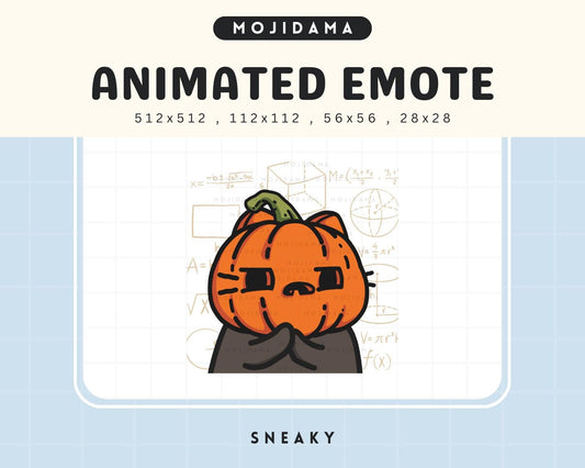 Pumpkin cat Halloween Emotes Twitch Sneaky Spooky Ghost Scary Animated Emote Animation Vtuber Live Stream Gaming Discord Youtube Obs Emot