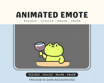 Animated Frog Wine Emote: Cheers Pepe Twitch/Discord/YouTube (Digital Download