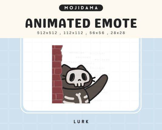 Skull Cat Halloween Lurk Animated Emote: Spooky Twitch/Discord/YouTube Stream (Digital Download)