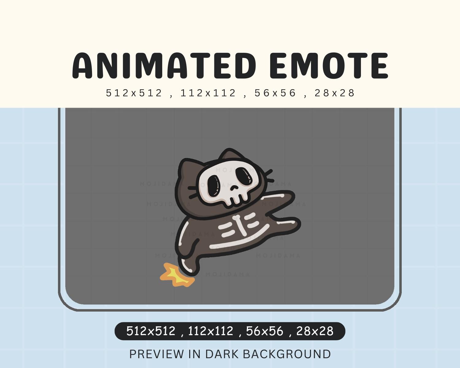 Skull Cat Halloween Animated Emote: Spooky Twitch, Discord, YouTube