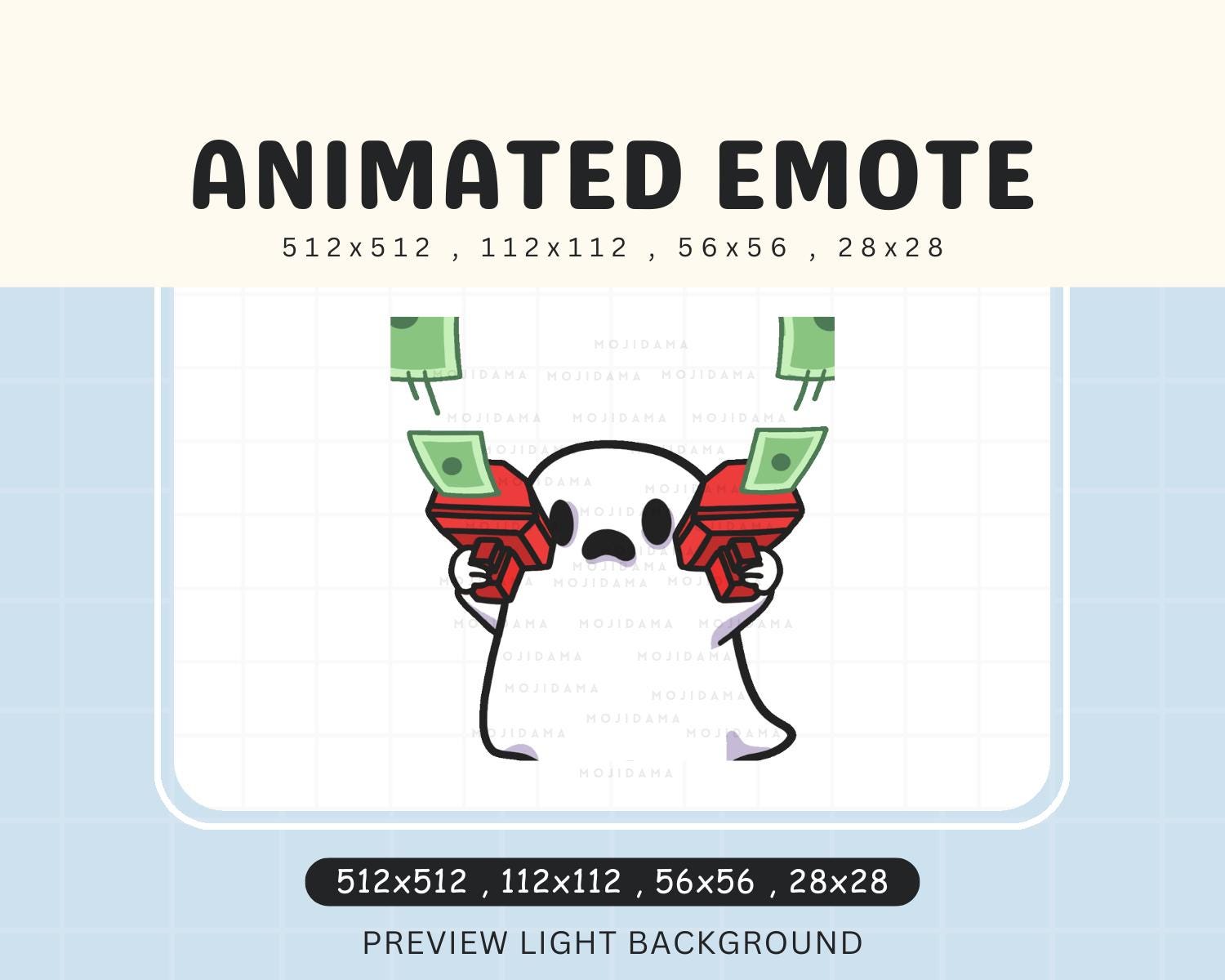 Animated Ghost Money Emote: Spooky Chibi Twitch/Discord Stream (Digital Download)