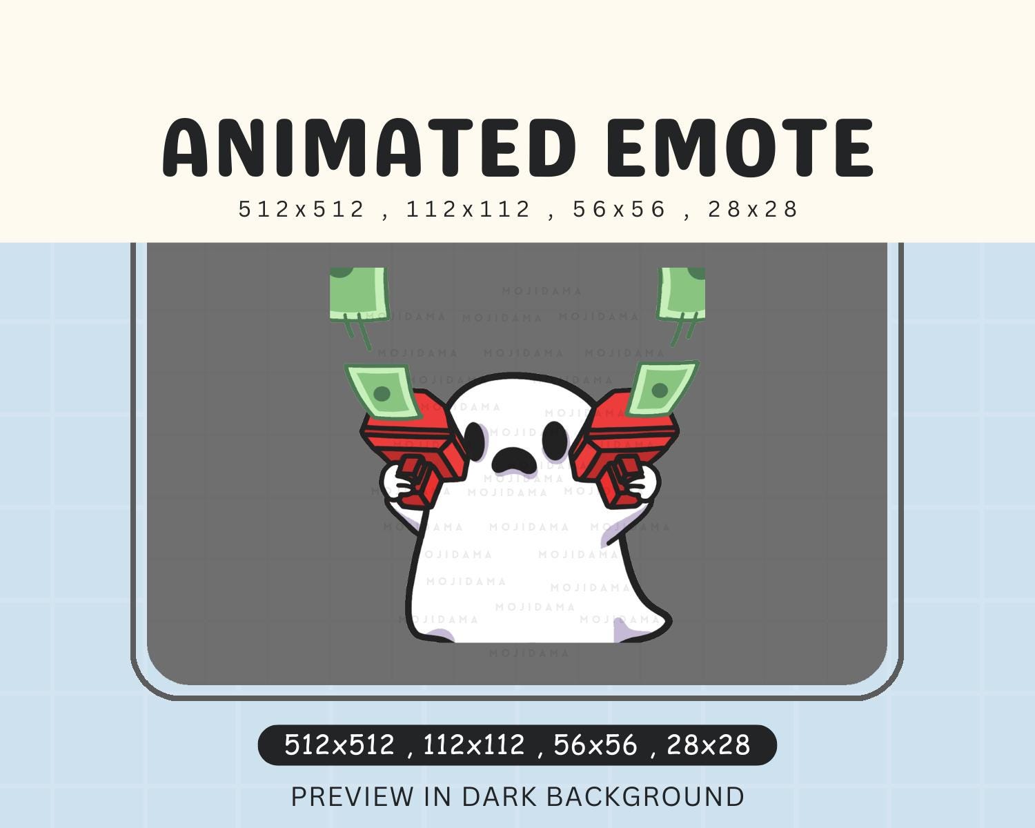Animated Ghost Money Emote: Spooky Chibi Twitch/Discord Stream (Digital Download)