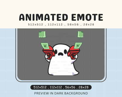 Animated Ghost Money Emote: Spooky Chibi Twitch/Discord Stream (Digital Download)
