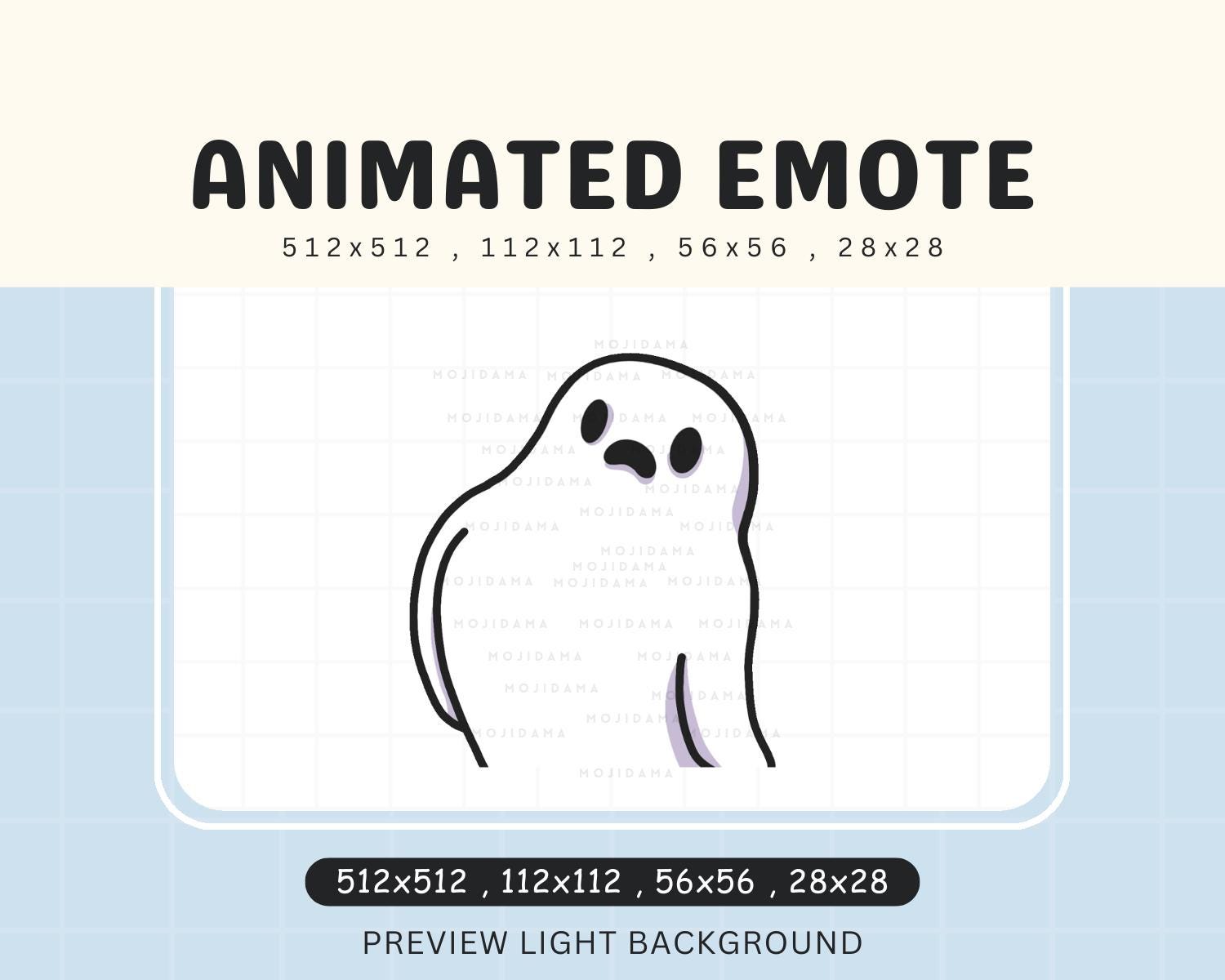 Animated Wiggle Ghost Halloween Emote: Spooky Chibi Twitch/Discord/Kick (Digital Download)