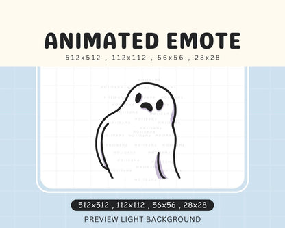 Animated Wiggle Ghost Halloween Emote: Spooky Chibi Twitch/Discord/Kick (Digital Download)