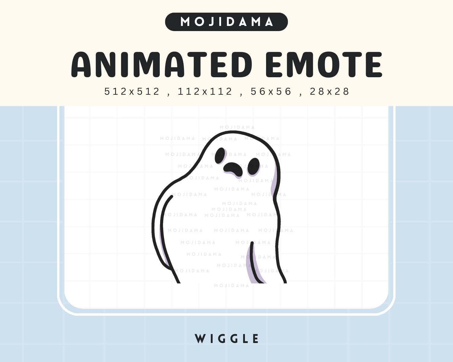 Animated Wiggle Ghost Halloween Emote: Spooky Chibi Twitch/Discord/Kick (Digital Download)