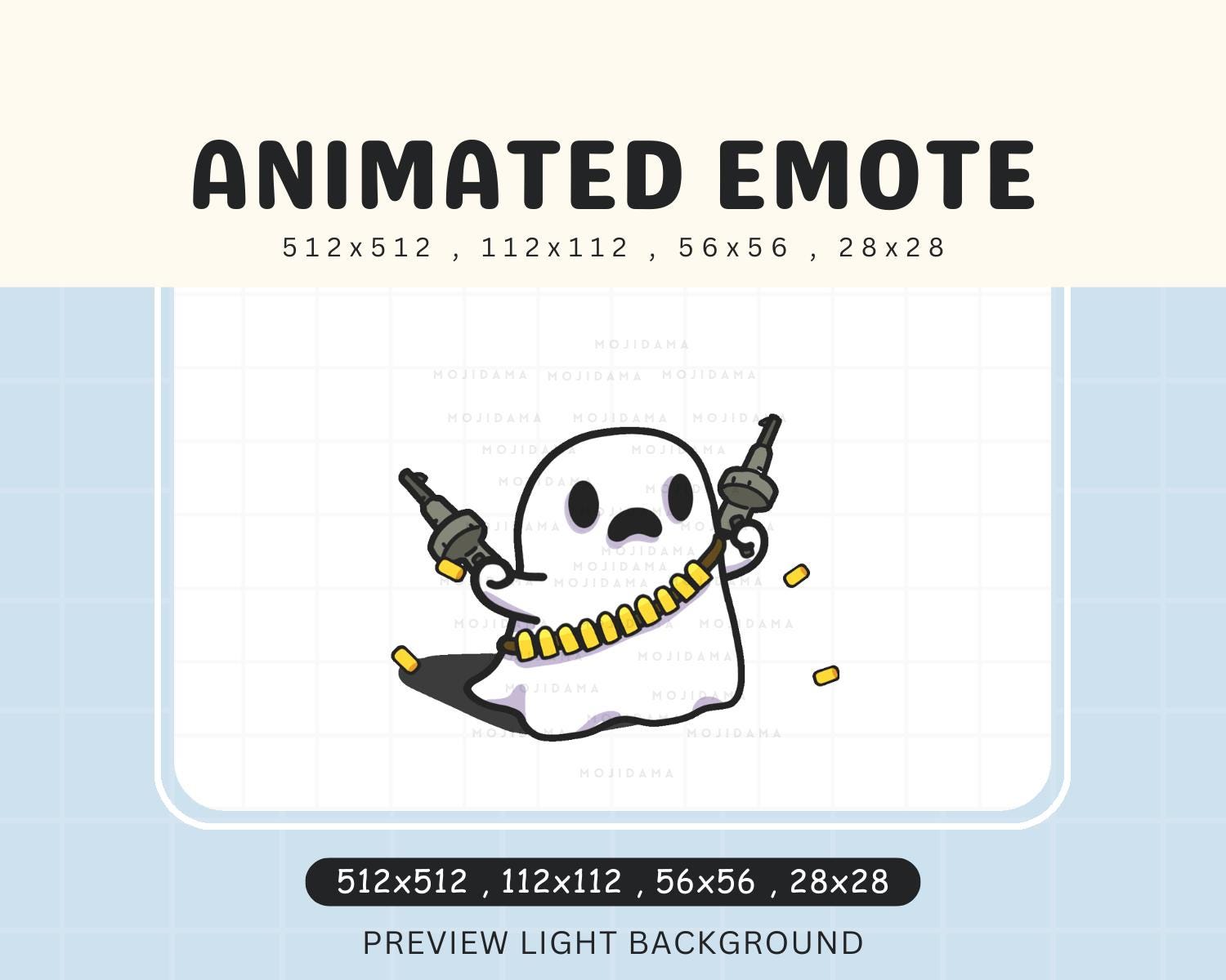 Ghost Halloween Emotes: Animated Spooky Shooting Funny Headshot Chibi Pack for Twitch Vtuber Discord YouTube Kick