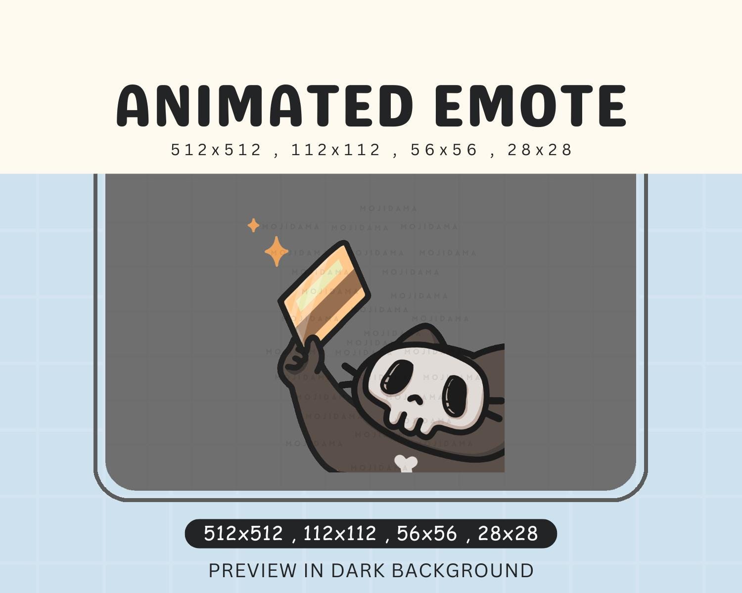 Animated Skull Cat Emote: Halloween Twitch, Discord, YouTube (Digital Download