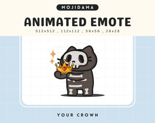 Animated Skull Cat Halloween Crown Emote: Spooky Twitch Stream Overlay (Digital Download