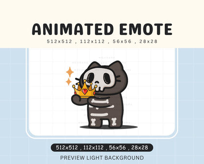 Animated Skull Cat Halloween Crown Emote: Spooky Twitch Stream Overlay (Digital Download
