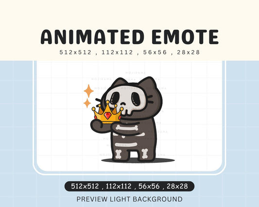 Animated Skull Cat Halloween Crown Emote: Spooky Twitch Stream Overlay (Digital Download