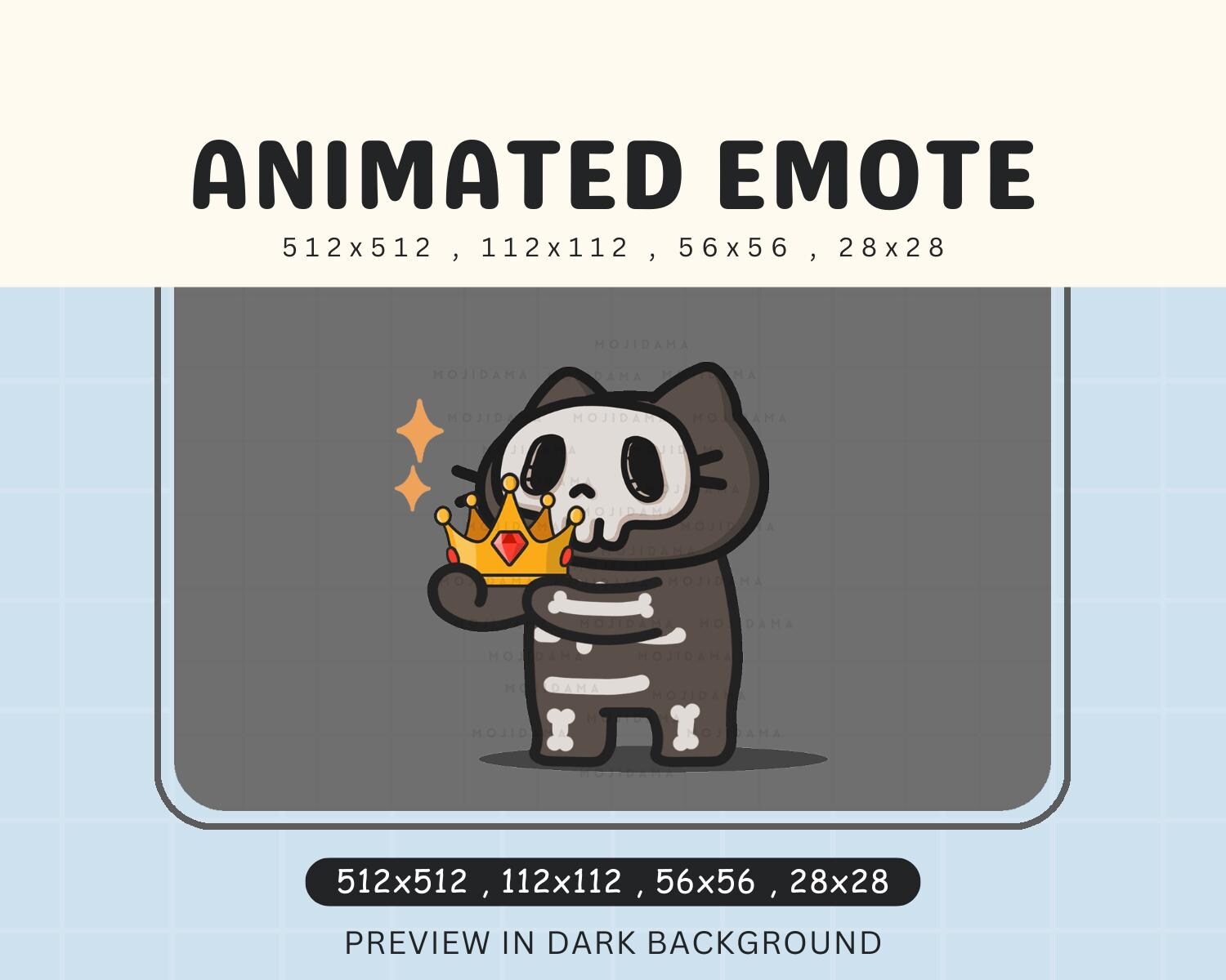 Animated Skull Cat Halloween Crown Emote: Spooky Twitch Stream Overlay (Digital Download