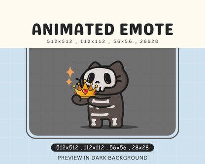 Animated Skull Cat Halloween Crown Emote: Spooky Twitch Stream Overlay (Digital Download