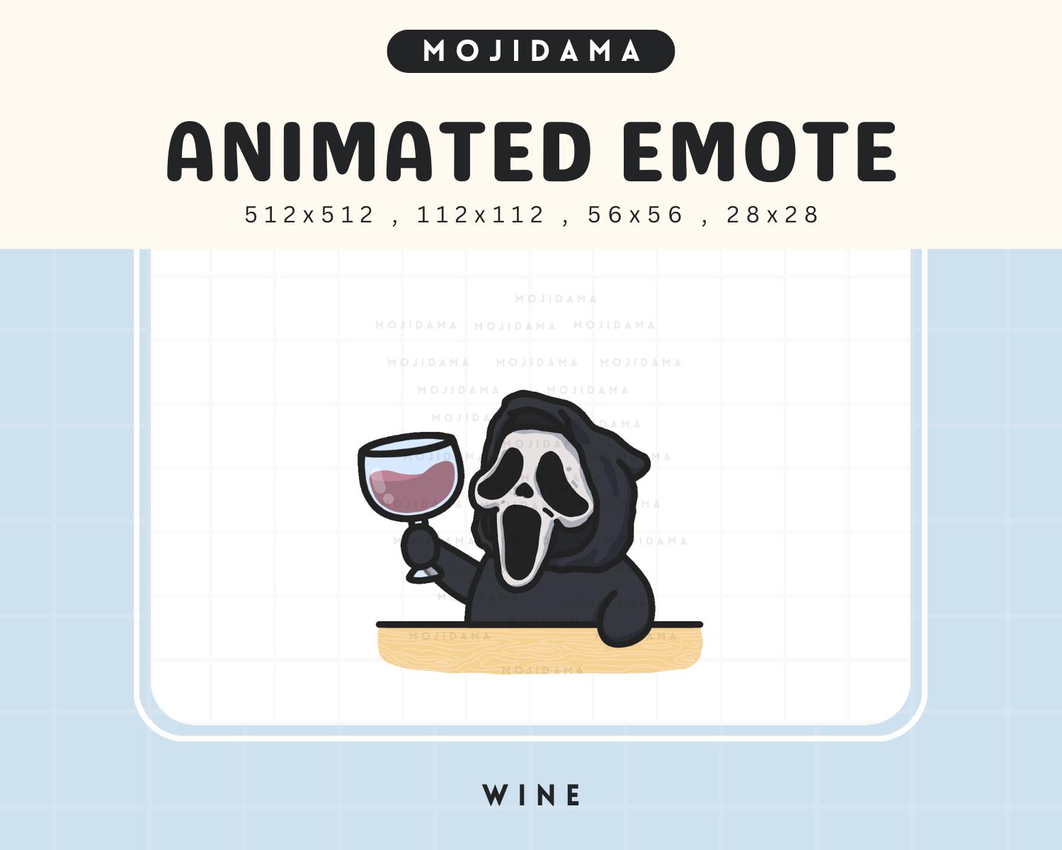 Animated Ghost Wine Emote: Halloween Cheers for Twitch, Discord, YouTube (Digital Download)