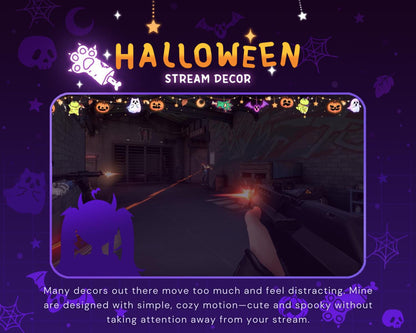 Animated Halloween Twitch Decoration Overlays: Frog Cute Stream Pumpkin Ghost Streamer Vtuber