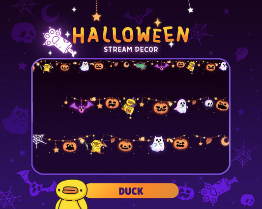Halloween Duck Twitch Decoration Stream : Animated Cute Pumpkin Ghost Streamer Vtuber