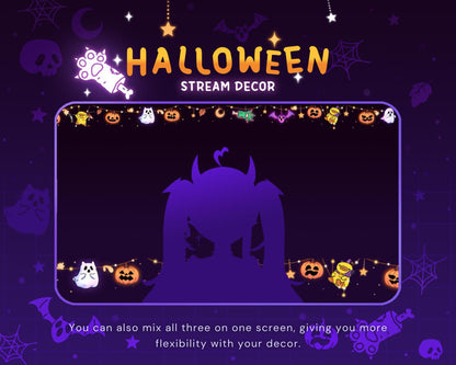 Halloween Duck Twitch Decoration Stream : Animated Cute Pumpkin Ghost Streamer Vtuber