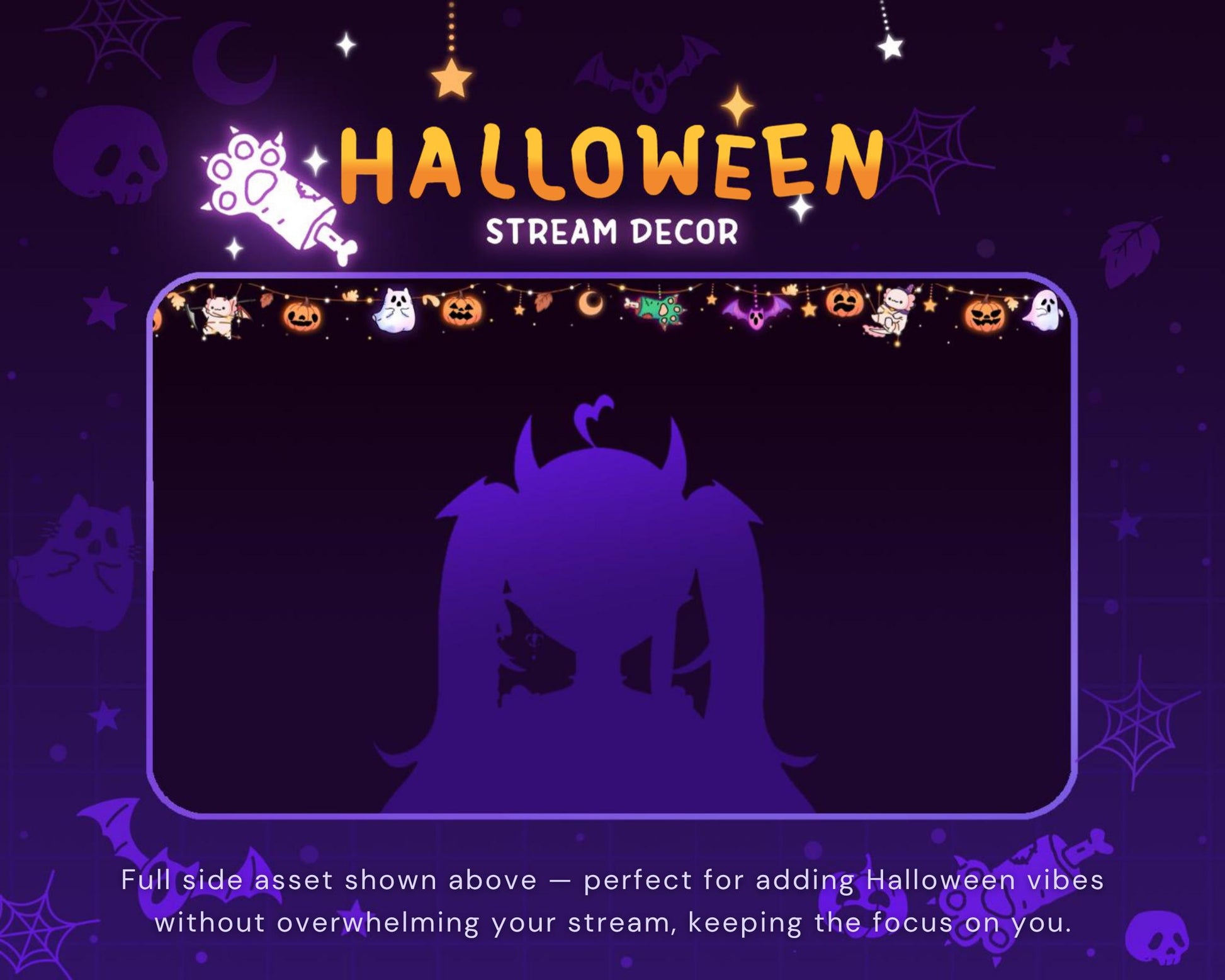 Axolotl Halloween Twitch Decoration Stream: Animated Cute Pumpkin Ghost Streamer Vtuber