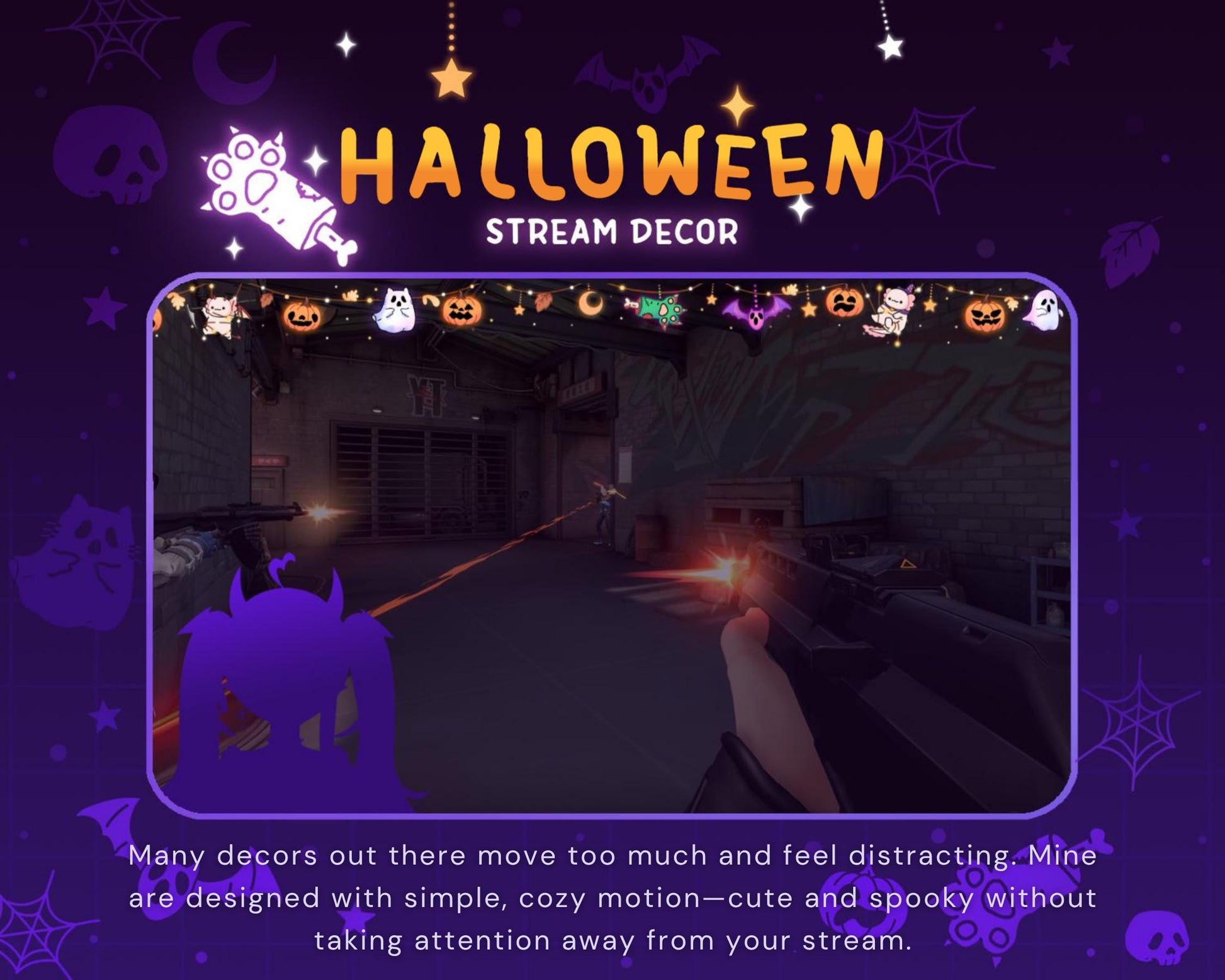 Axolotl Halloween Twitch Decoration Stream: Animated Cute Pumpkin Ghost Streamer Vtuber