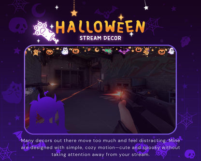 Cat Twitch Halloween Decoration Stream: Kitty Animated Cute Pumpkin Ghost Vtuber