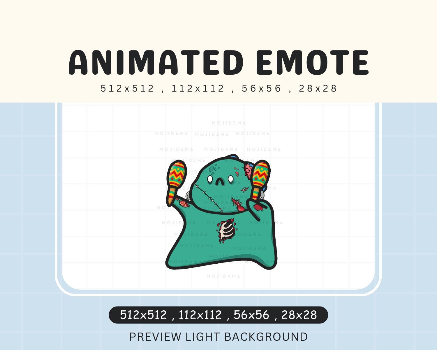 Halloween Godzilla Dance Emotes Zombie: Cute Animated Twitch Live Streaming